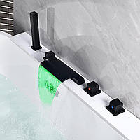 5 единиц водопадный смеситель для ванны со светодиодной подсветкой черный выдвижной ручной душ выдвижной шланг