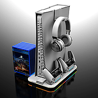Вертикальная док-станция с охлаждением и RGB подсветкой для PlayStation 5 / PS VR2 /Белый