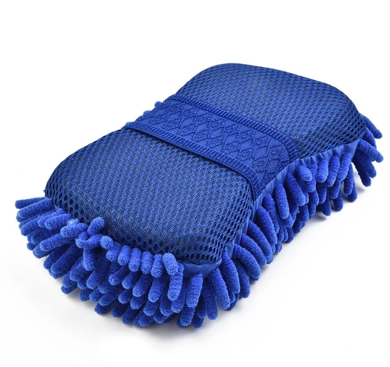 Губка для миття авто або дому з ручкою з мікрофібри м'ягка синя