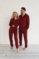 Мужская Пижама унисекс рубашка и брюки женская пижама в клетку красные парные пижамы Shopingo Чоловіча Піжама