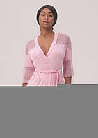 Кружевной Женский халат на запах 1340 Leinle, Розовый, XL