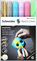 Маркер акриловый для декоративных и художественных работ Schneider Paint-it Wallet Set2 6 цветов 2 мм