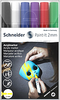 Маркер акриловый для декоративных и художественных работ Schneider Paint-it Wallet Set1 6 цветов 2 мм