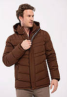 Мужская куртка зимняя - короткая с капюшоном, коричневая Volcano