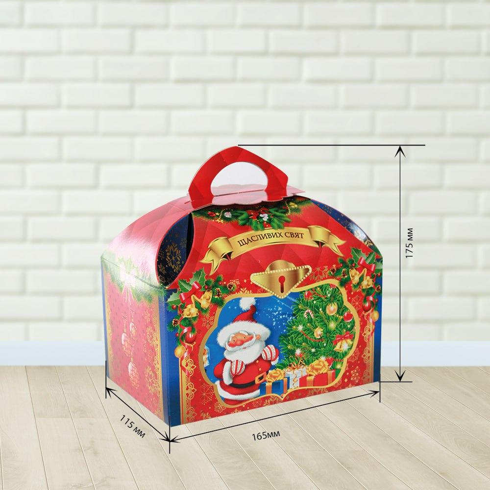 Новорічна упаковка для цукерок Скринька червона 700 г. Н17, фото 1