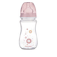 Бутылка с широким антиколиковым отверстием "Newborn baby" 240 мл Розовые цветы