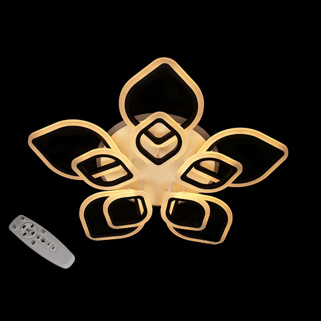 Світлодіодна люстра 150 Вт з підсвічуванням і діммером колір каркасу чорний D-A9184/5+5BK LED 3color, фото 1