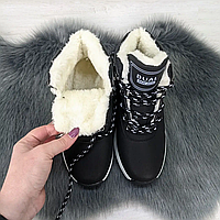 Зимові чорні черевики підліткові теплі кросівки для хлопчика