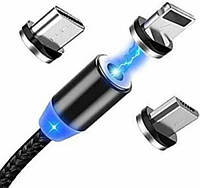 Кабель магнитный 3в1 micro Usb Lightning Usb Type C Magnetic