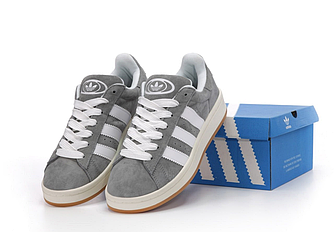 Чоловічі жіночі кросівки Adidas Campus 00S Grey White кеди Адідас Кампус сірі замшеві Взуття спортивне