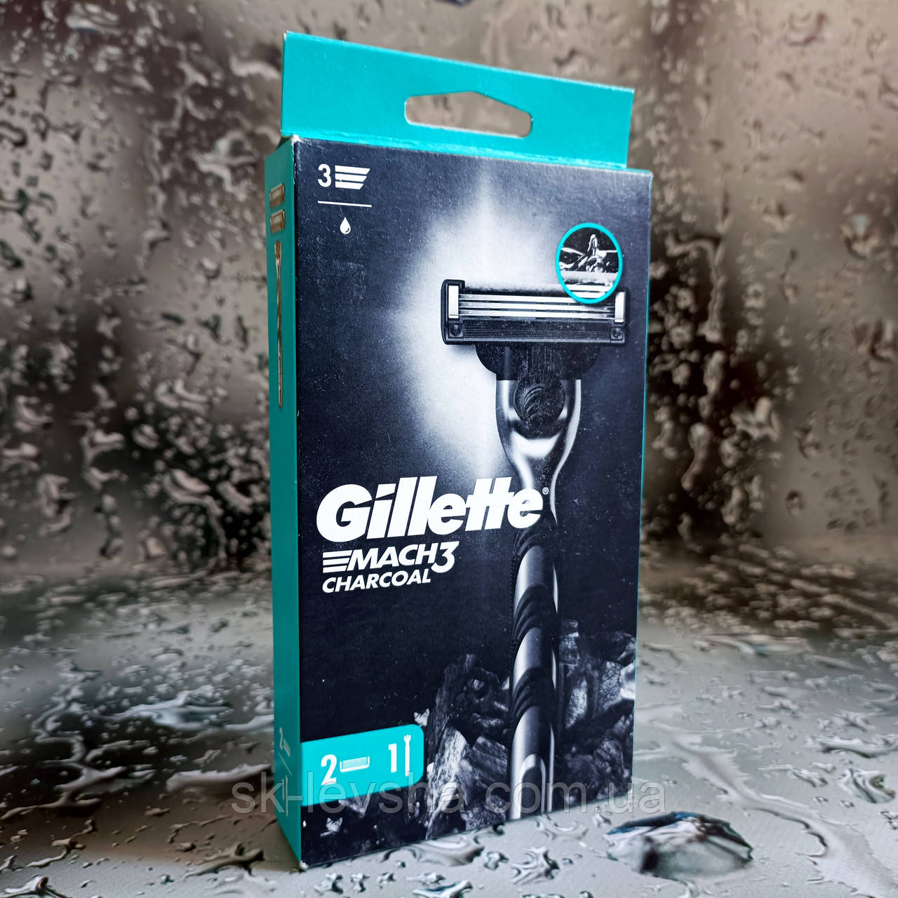 Бритвена система Gillette® Mach 3 з деревним вугіллям (1 ручка+2 касети)