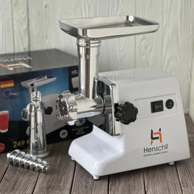 Електрична м'ясорубка henschll hs-0032 3в1 2500Вт з насадками і можливістю приготування соку MB