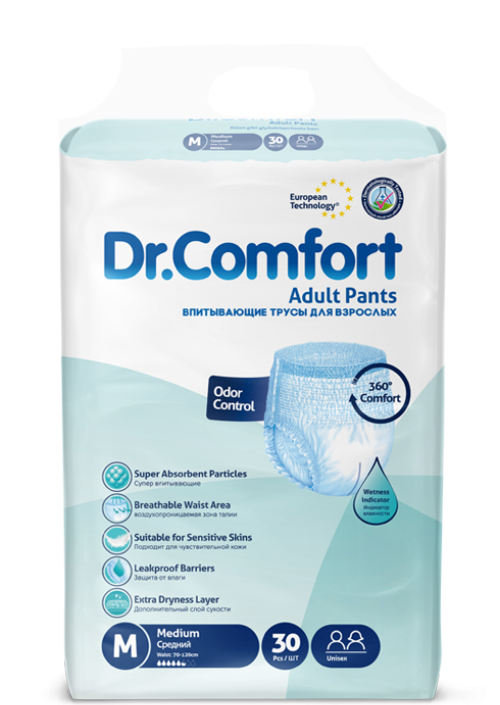 Підгузки-трусики для дорослих Dr.Comfort Medium 5 крапель 70-120 см (30 шт)