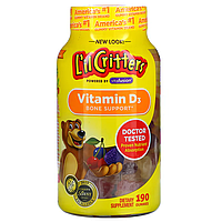 L'il Critters, вітамін D3 для підтримки кісток, зі смаком натуральних фруктів, 190 жувальних мармеладок