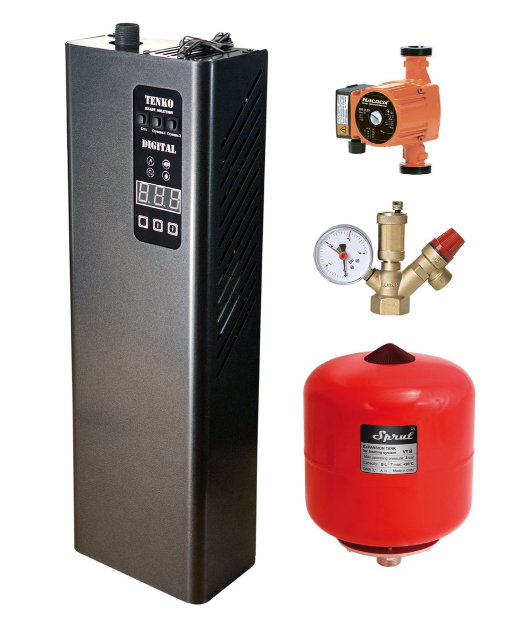 Електричний котел Tenko Digital 7,5 кВт/380В + насос, бак, захист! На 75-100 м2!, фото 1