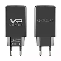 Блок для зарядки телефона 18W USB+кабель Lightning 3,0A 1м черный Veron