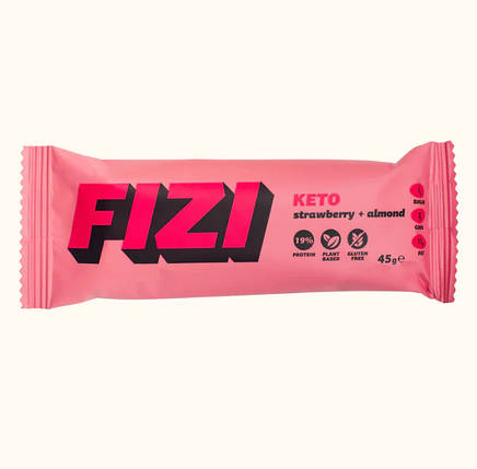 Протеїнові батончики Fizi KETO 45 g Strawberry-Almond, фото 1
