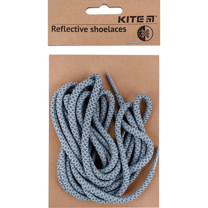 Шнурівки для взуття світловідбиваючі сірі Kite K23-128-1, фото 1