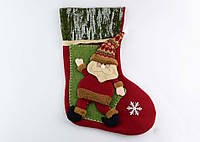 Декоративный новогодний сапожок для подарков "Санта со снежинкой", 47*30см