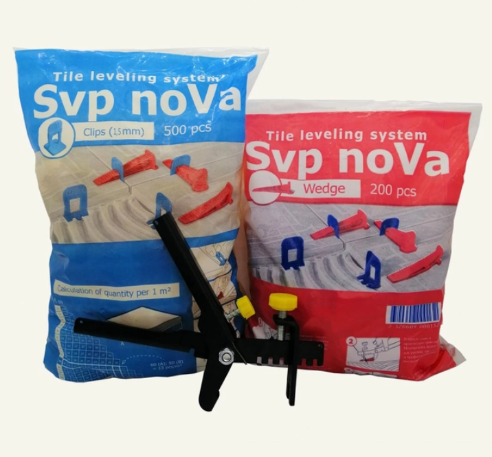 Комплект СВП NoVa: (основа СВП 1уп. 1мм + клини 1уп.+ ключ для затискача NoVa пластиковий), фото 1