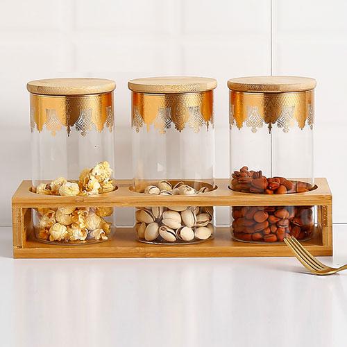 Банки на підставці "Triple" 4 предмети в наборі 31*10.5 см, фото 1