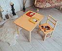 Дитячий стіл і стілець жовтий. Для навчання, малювання, ігри. Стіл із шухлядою та стільчик., фото 7