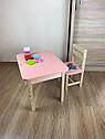 Стіл і стілець дитячий рожевий. Для навчання, малювання, ігри. Стіл із шухлядою та стільчик., фото 7