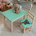 Стілець і стіл дитячий зелений. Для навчання, малювання, ігри. Стіл із шухлядою та стільчик., фото 3