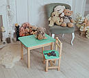 Дитячий стіл і стілець зелений. Для навчання, малювання, ігри. Стіл із шухлядою та стільчик., фото 2
