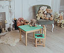 Дитячий стіл і стілець зелений. Для навчання, малювання, ігри. Стіл із шухлядою та стільчик., фото 4