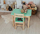 Дитячий стіл і стілець зелений. Для навчання, малювання, ігри. Стіл із шухлядою та стільчик., фото 7