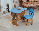 Дитячий столик і стільчик синій. Кришка хмарко, фото 6