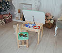 Дитячий стіл і стілець зелений. Для навчання, малювання, гри. Стіл із шухлядою та стільчик., фото 3