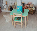 Дитячий стіл і стілець зелений. Для навчання, малювання, гри. Стіл із шухлядою та стільчик., фото 5