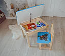 Дитячий стіл і стілець синій. Для навчання, малювання, гри. Стіл із шухлядою та стільчик., фото 5