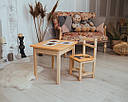 Дитячий стіл і стілець. Стіл із шухлядою та стільчик. Для навчання, малювання, гри, фото 3