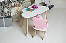 Білий столик хмарка і стільчик ведмедик дитячий рожевий. Білосніжний дитячий столик, фото 6