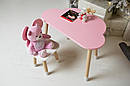 Дитячий стіл хмарка і стільчик метелик рожевий з білим сидінням. Столик для ігор, занять, їжі, фото 3