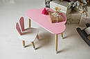 Дитячий столик тучка і стільчик ушки зайки з білим сидінням. Столик для ігор, занять, їжі, фото 5