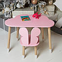Дитячий столик тучка і стільчик метелик рожевий. Столик для ігор, занять, їжі, фото 2