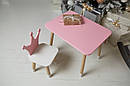Рожевий прямокутний стіл і стільчик дитячий корона з білим сидінням. Рожевий дитячий столик, фото 4