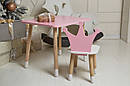 Рожевий прямокутний стіл і стільчик дитячий корона з білим сидінням. Рожевий дитячий столик, фото 6