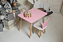 Рожевий прямокутний стіл і стільчик дитячий корона з білим сидінням. Рожевий дитячий столик, фото 9