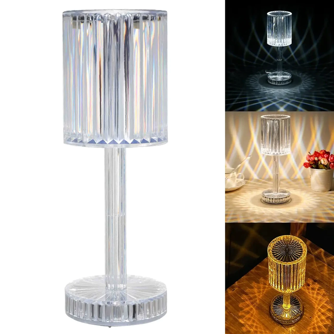 Настільна лампа нічник Crystal Table Lamp, Декоративний LED світильник — нічник із сенсорним керуванням