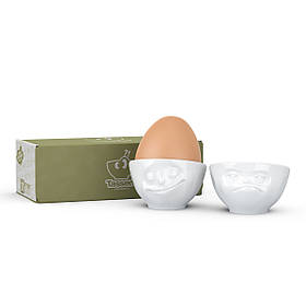 Набір із двох порцелянових підставок для яєць Tassen "Щастя та Хмм"
