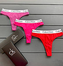 Набір жіночих стрингів Calvin Klein Steel у подарунковому пакованні 4 штуки бавовна розмір S, фото 3