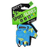 Велорукавиці дитячі Grey's з короткими пальцями та гелевими вставками, синьо-чорні (розмір 13-14) GR18725, фото 2