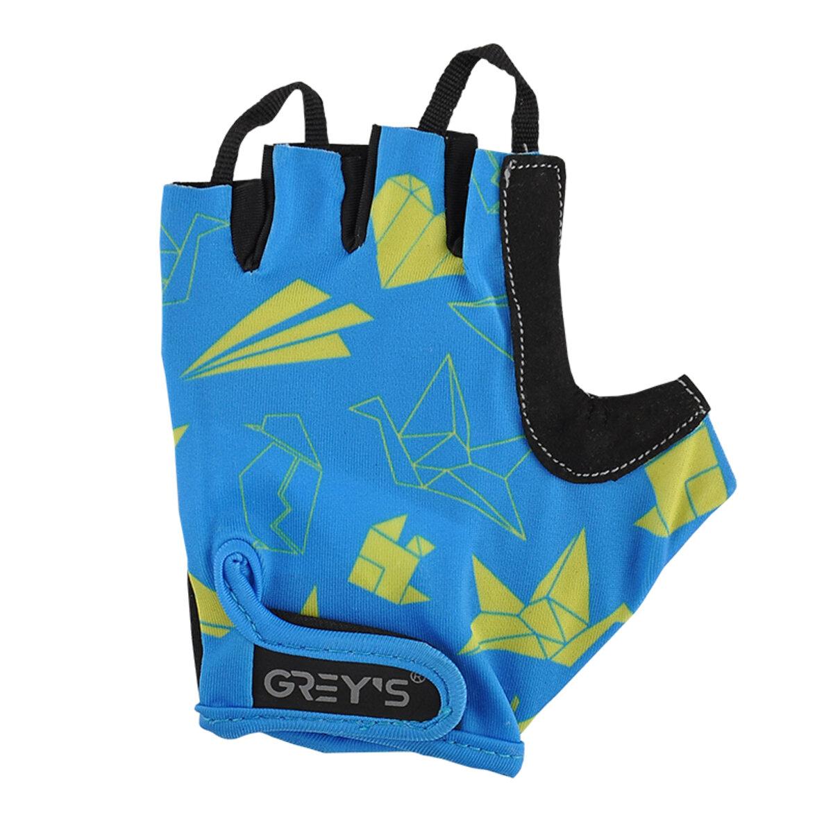 Велорукавиці дитячі Grey's з короткими пальцями та гелевими вставками, синьо-чорні (розмір 13-14) GR18725, фото 1