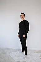 Термобелье мужское утепленное обтягивающее, мужской термокостюм Mercury Textile, черный