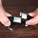 Браслет чоловічий шкіряний AVALON чорний плетений 16-18 см, фото 4